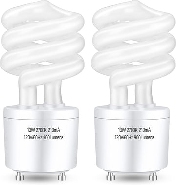 CFL Light Bulbs GU24 Base T3 Spiral 13W 2700K Warm White (2-Pack)