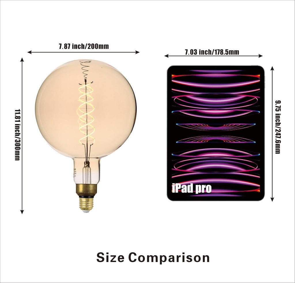 G200 Oversized LED Edison Light Bulb Dimmable 8W 450lm E26 2200K 1PC