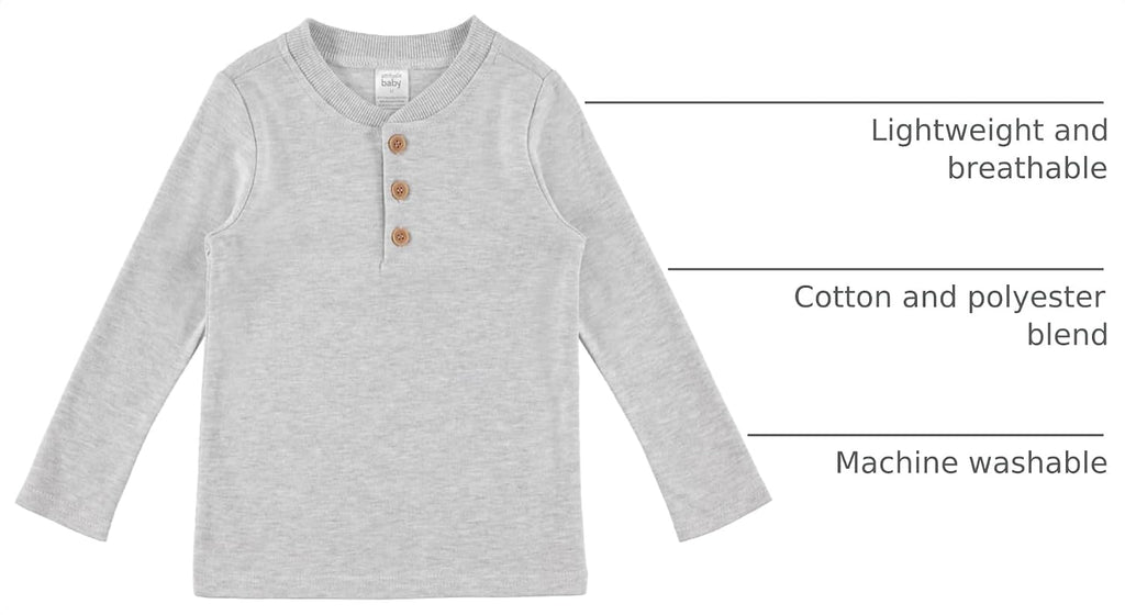 Pack Baby/Toddler Boy Long Sleeve Shirt - Basic Tshirt Tops, Light Undershirt - Solid & Striped Tees for Boys