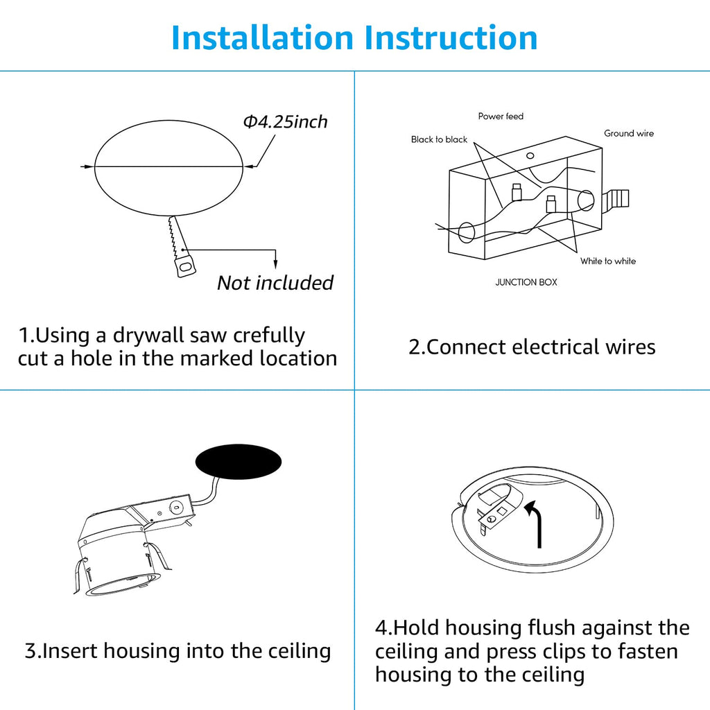 4 Inch Shallow Remodel Recessed Lighting Housing