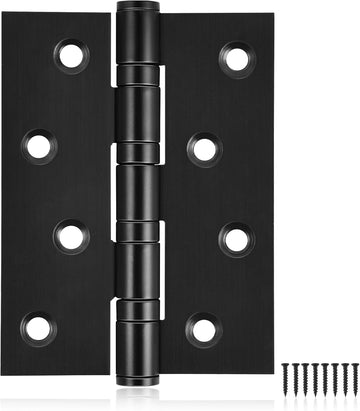 6-Pack Black Door Hinges, 4 Inch Heavy Duty Stainless Steel Hinge Exterior Doors, Max Loading 150LB