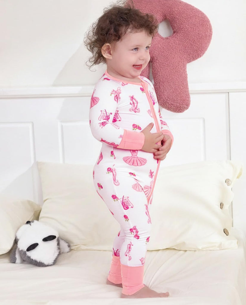 Viscose Derived from Bamboo Baby Footie Pajamas Convertible Sleeper for Baby Girl Zipper Onesie