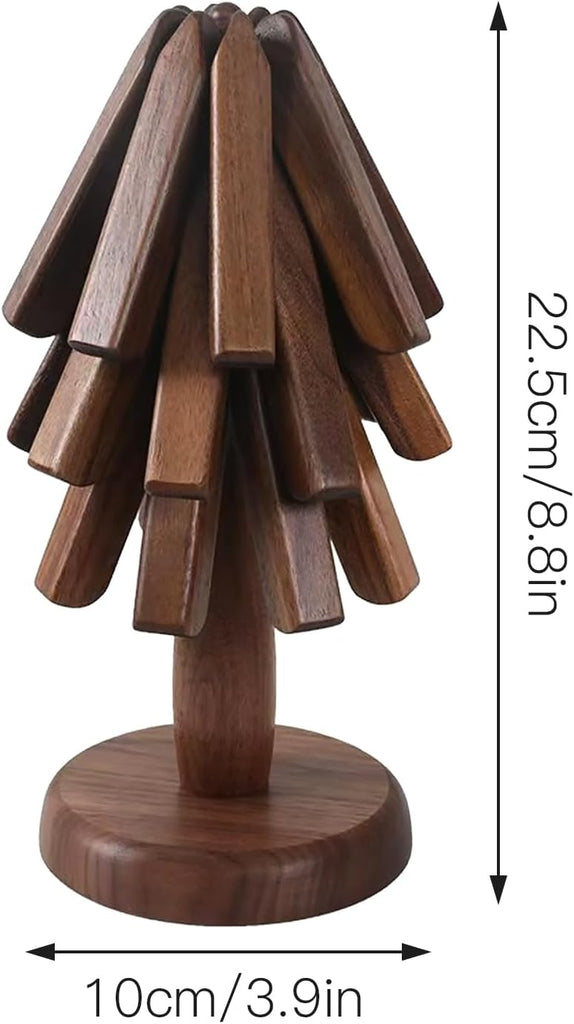 Wooden Tree Coasters, Trivets for Hot Dishes, Wooden Tree Trivet Set - Set of 3