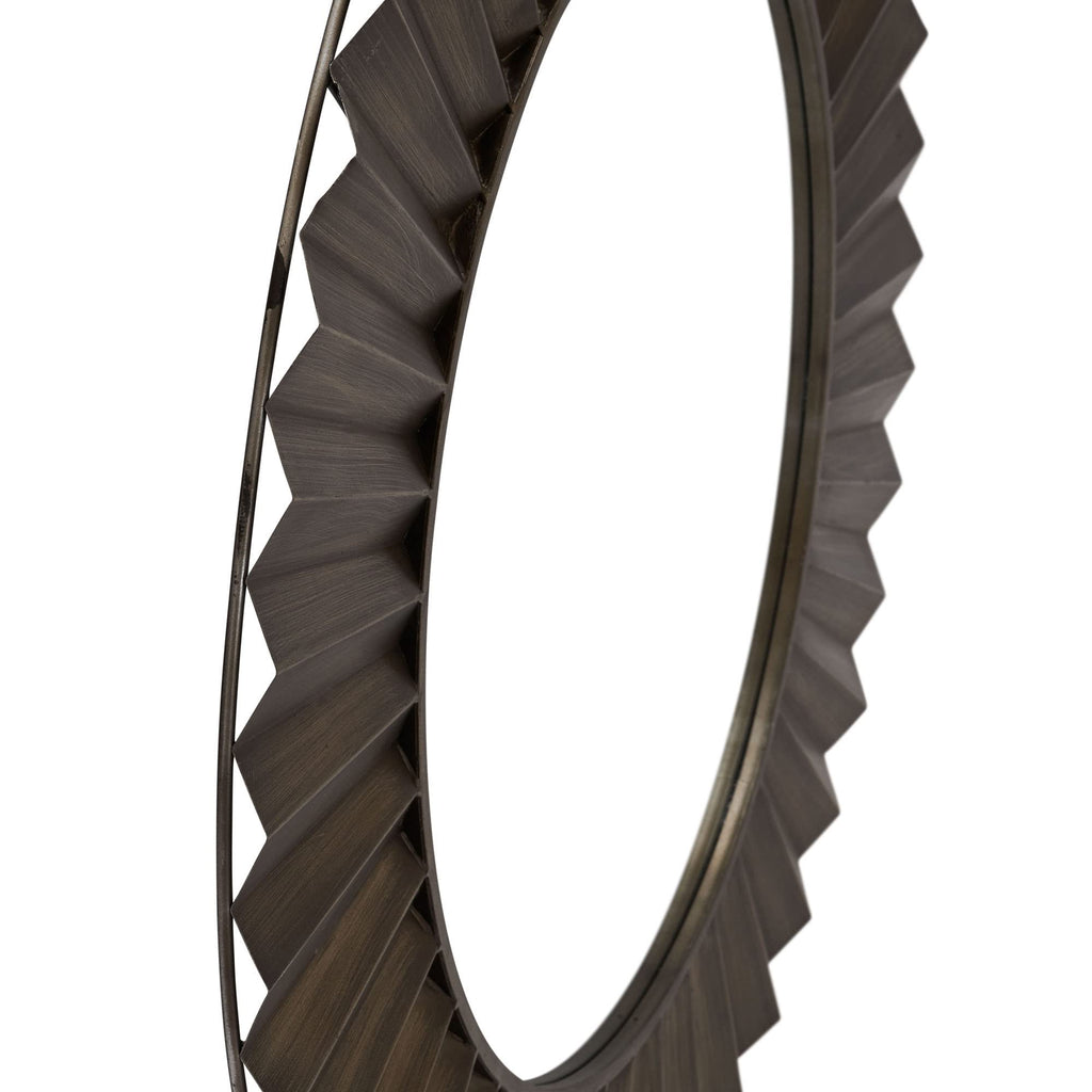 Round Metal Frame Decorative Sunburst Wall Mirror, Bronze