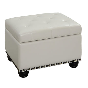 Designs4Comfort 5th Avenue Upholstered Storage Ottoman 24" - Contemporary Foot Stool and Seat with Hinged Lid, Den