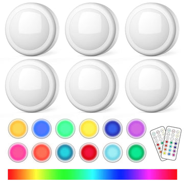 LED Puck Lights with Remote, AA Battery Powered Operated, 6 Pack