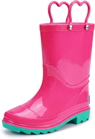 Girls Rain Boots with Easy-On Handles Kids Boys Boots