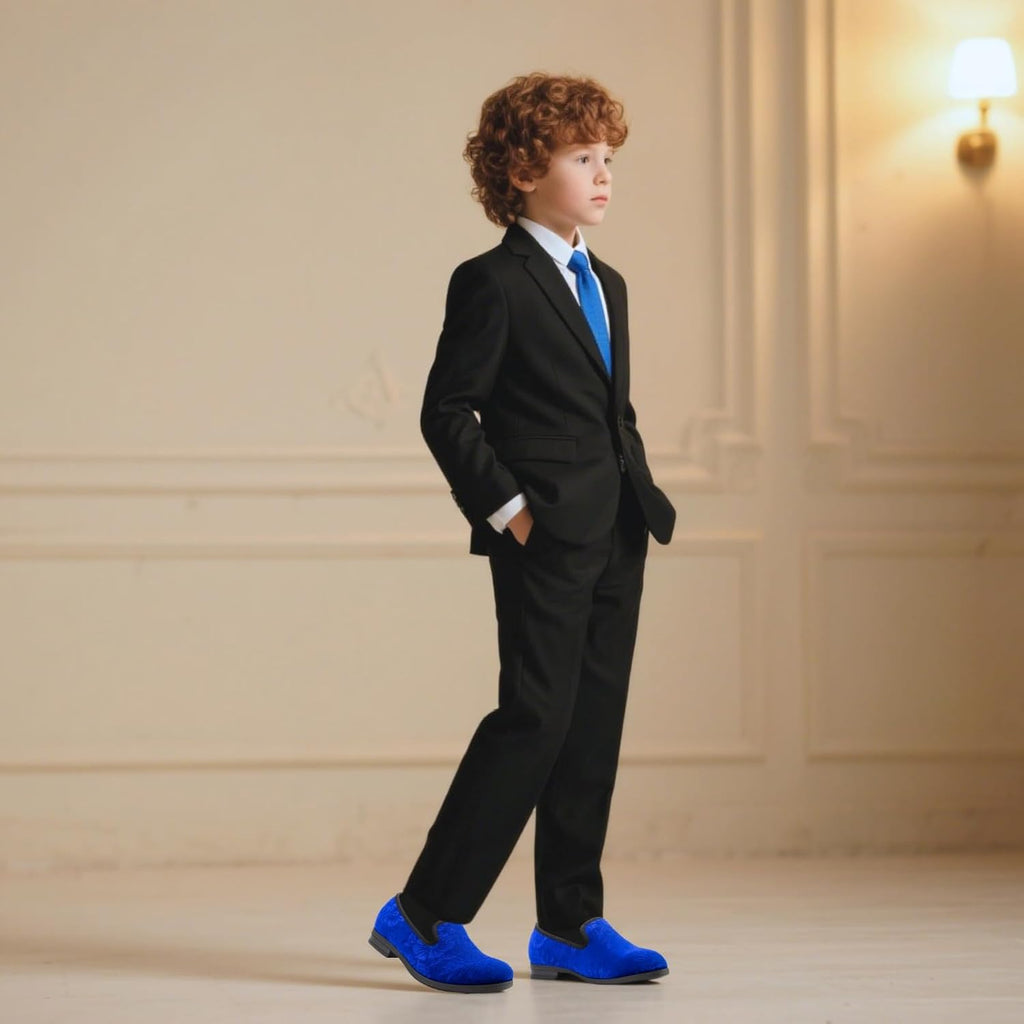 Velvet Boy's Loafers Slip-On Dress Shoes Wedding Formal Tuxedo Shoes for Boys
