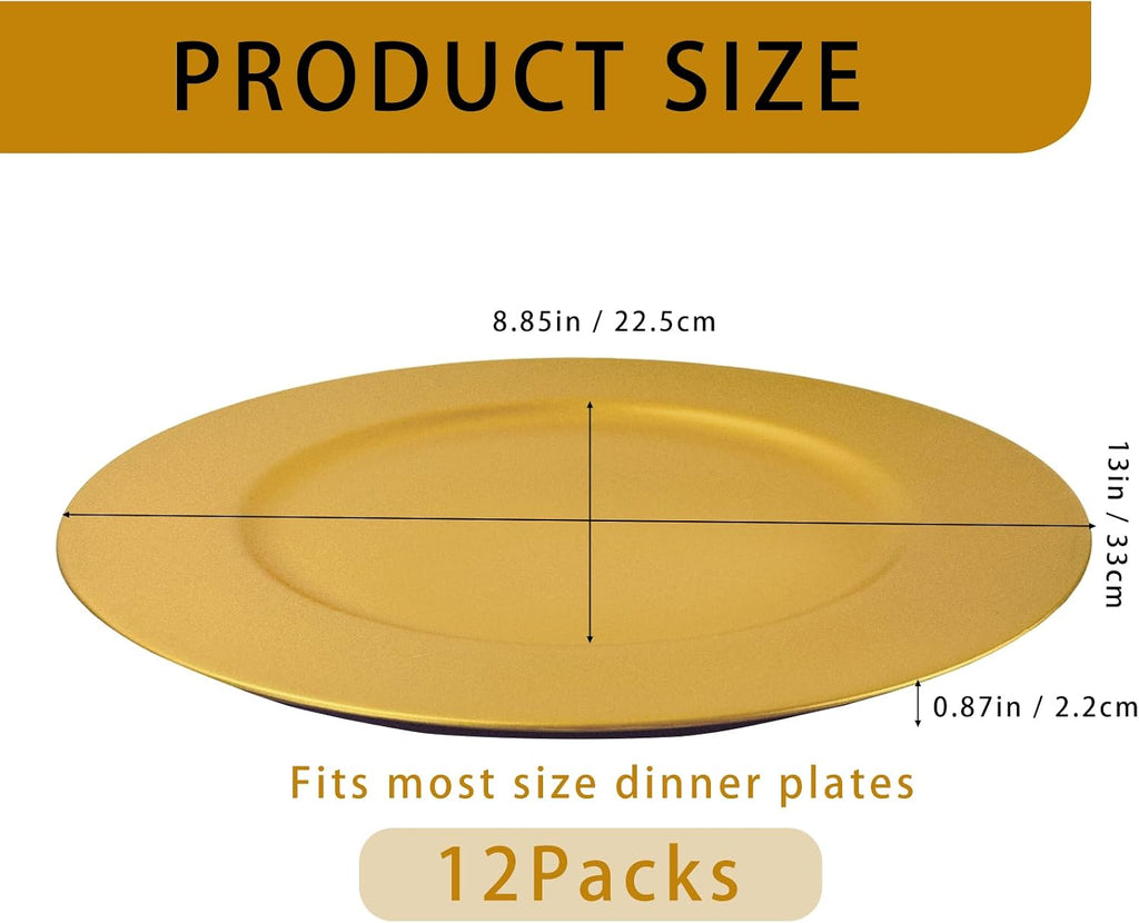 Table Charger Plates, 13'' Serving Dinner Plate Chargers - Set of 12