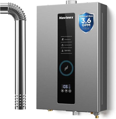 Tankless Water Heater, Novieex On Demand Water Heater Natural Gas, Up to 3.6 GPM, 86