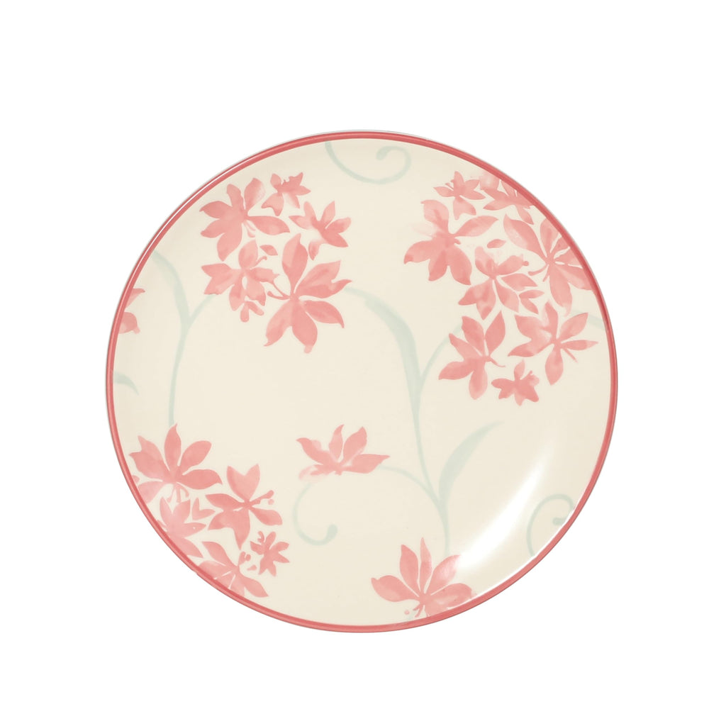Admiral Hall 12-Piece Matte Stoneware Dinnerware Set - Dinner Plates, Salad Plates & Bowls with Pink Floral Pattern