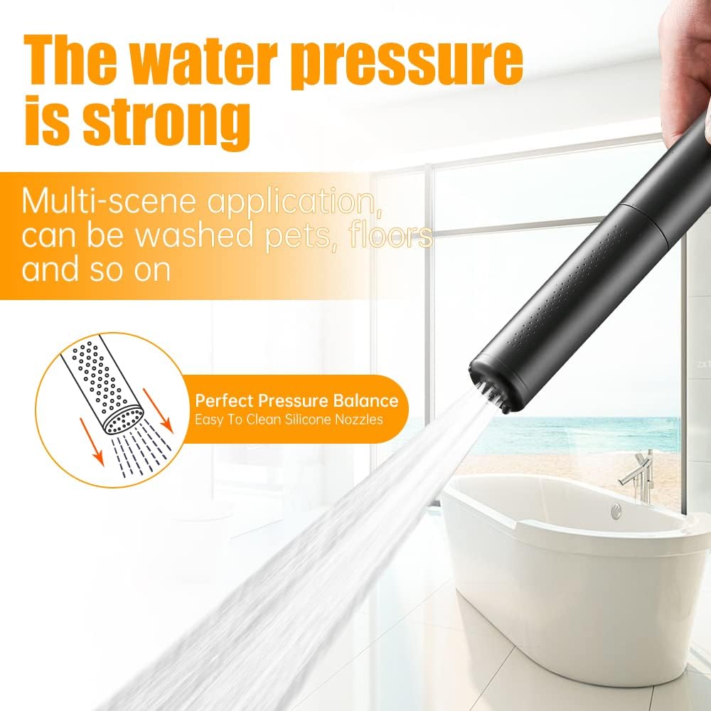 Black Brass 2 In 1 Function Handheld Shower Head Set High Pressure 7 Inch Shower Head High Flow Hand Shower Wand with