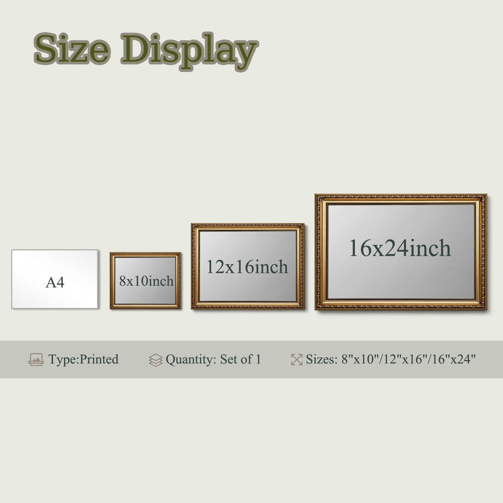 Vintage Gold Framed Wall Art Moody Landscape Canvas Wall Art Retro Misty Forest Picture Wall Decor Farmhouse Valley