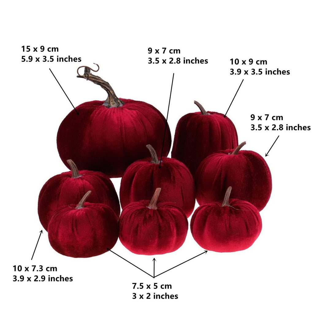 8 Pcs Fake Wine Red Velvet Pumpkins Artificial Pumpkin Decoration
