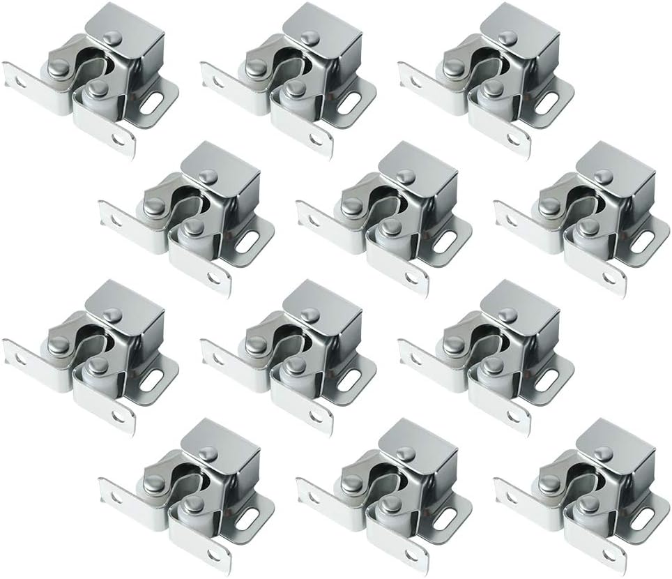 Cabinet Door Latch and Catch,Cupboard Closet Doors Catches Closer Double Ball Roller Catch Latches,Cold Rolled Steel