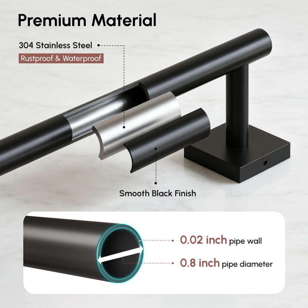 Matte Black Towel Bar, 18 Inch Towel Racks