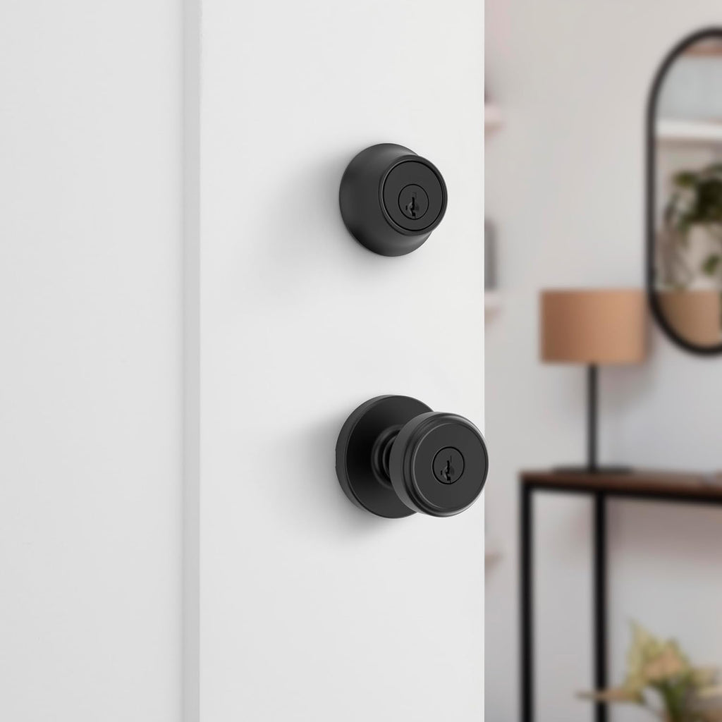Maven Front Door Lock Handle and Deadbolt Set, Entry Handleset Round Exterior with Interior Door Knob