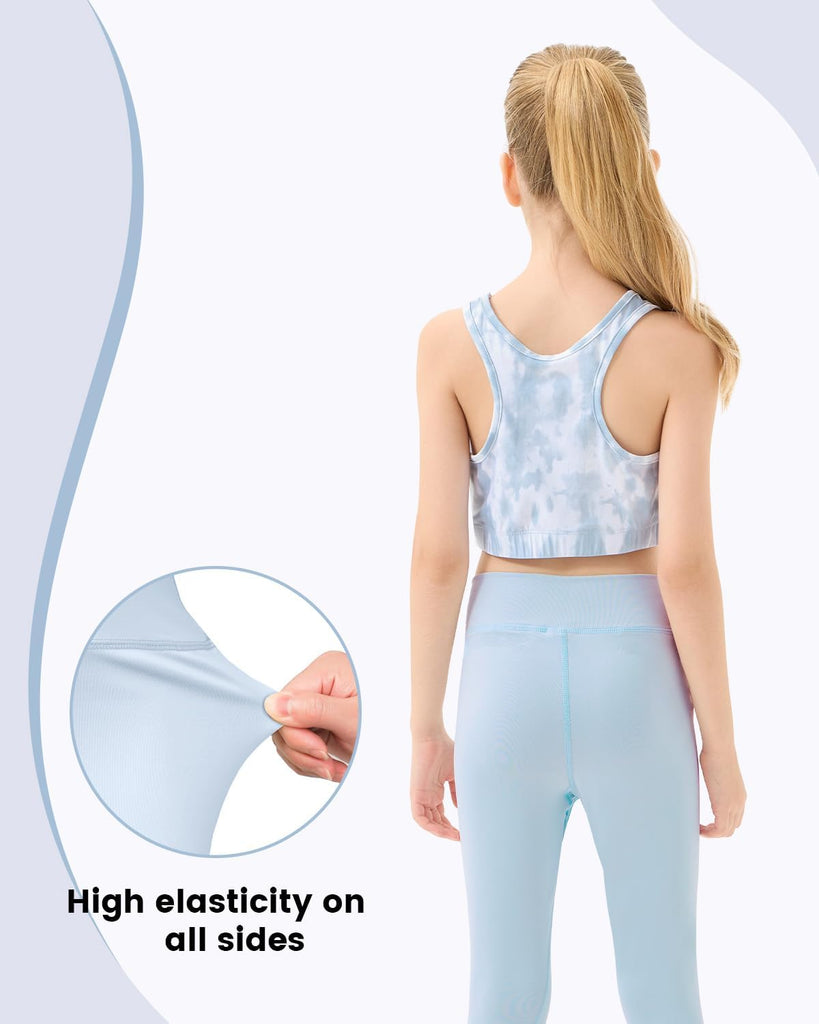 Girls Yoga Leggings 3 Pcs Workout Sets Athletic Training Activewear