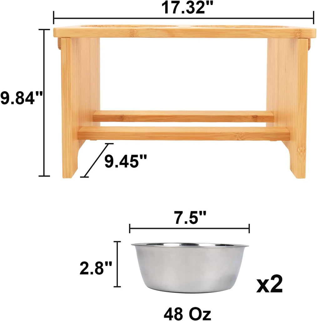 Elevated Dog Bowls, Raised Dog Bowl Stand with 2 Stainless Steel Bowls, Elevated Raised Dog Bowls for Large Medium