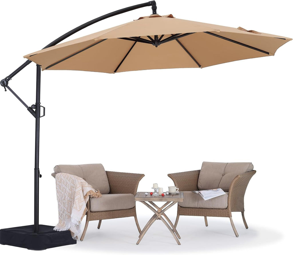 10FT Cantilever Patio Umbrella with base included - Khaki
