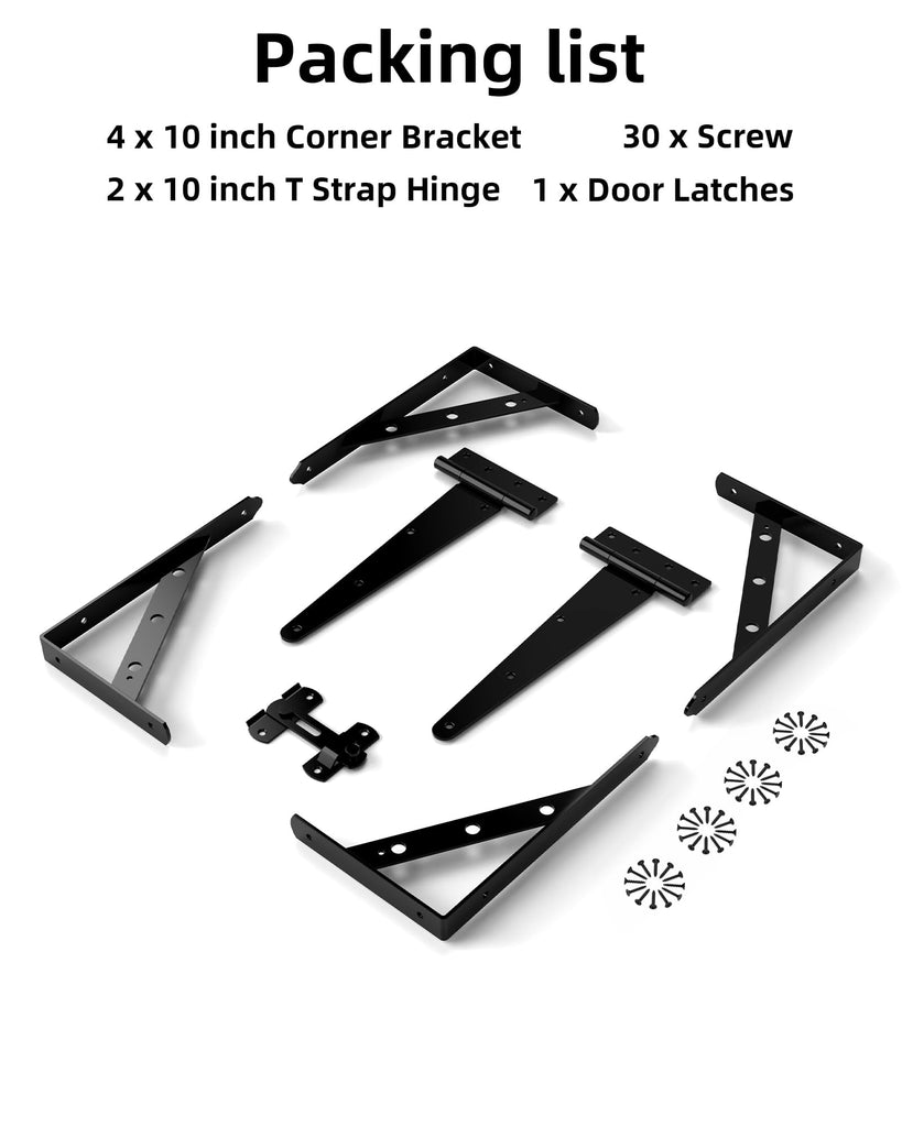 Fence Gate Frame Kit with 10 inch Heavy Duty Hinges, Gate Corner Brace Bracket Heavy Duty Kit, Fence Gate Kit, Gate