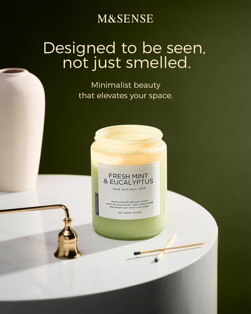 Eucalyptus & Mint Scented Jar Candle, Large 19.4oz Natural Soy Wax
