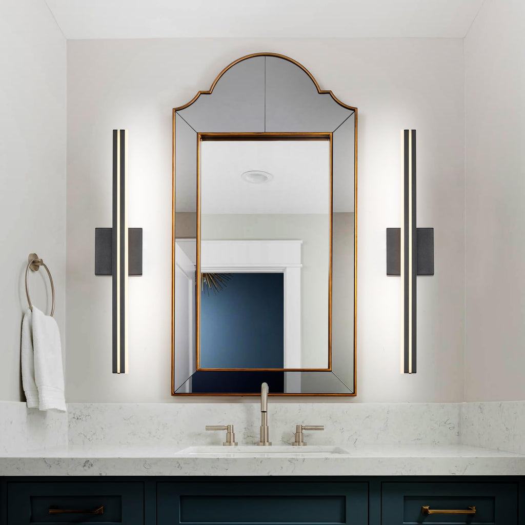 LED Modern Bathroom Vanity Light Bar (24-Inch, 3000K/4000K/6000K), Matte Black Dimmable Modern Acrylic Bathroom Wall