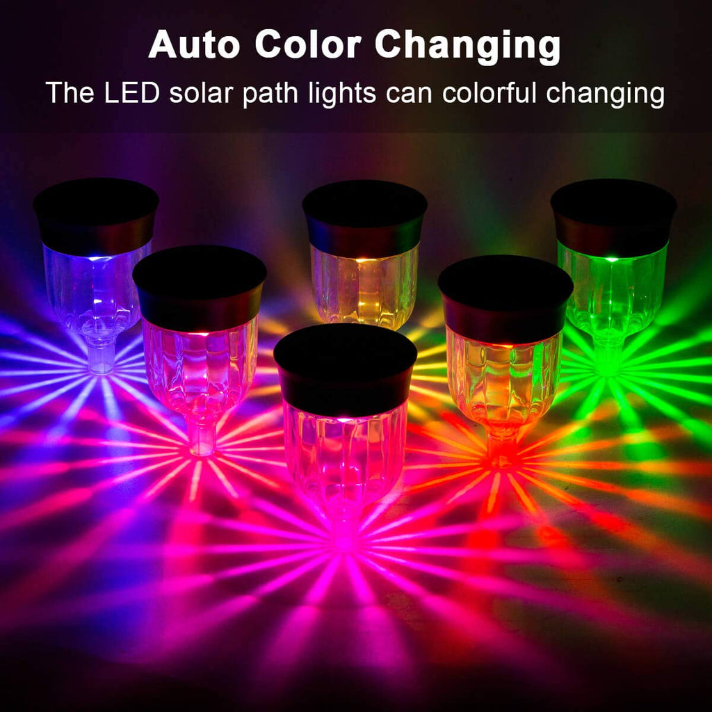 Solar Outdoor Path Lights, Color Changing Waterproof IP65 Auto On/Off Solar Landscape Pathway LED Lights for Back