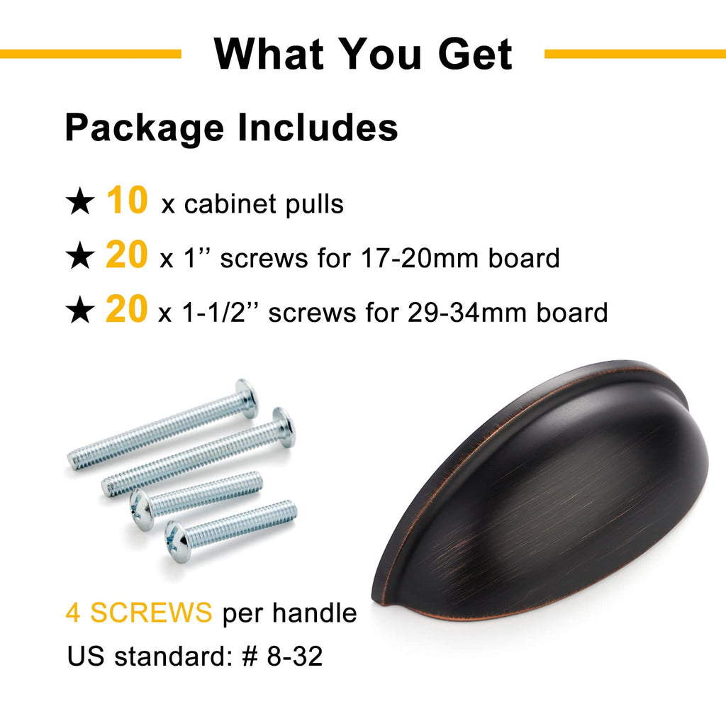 3 Inch Oil Rubbed Bronze Drawer Pulls Cabinet Cup Pull 10 Pack 1886