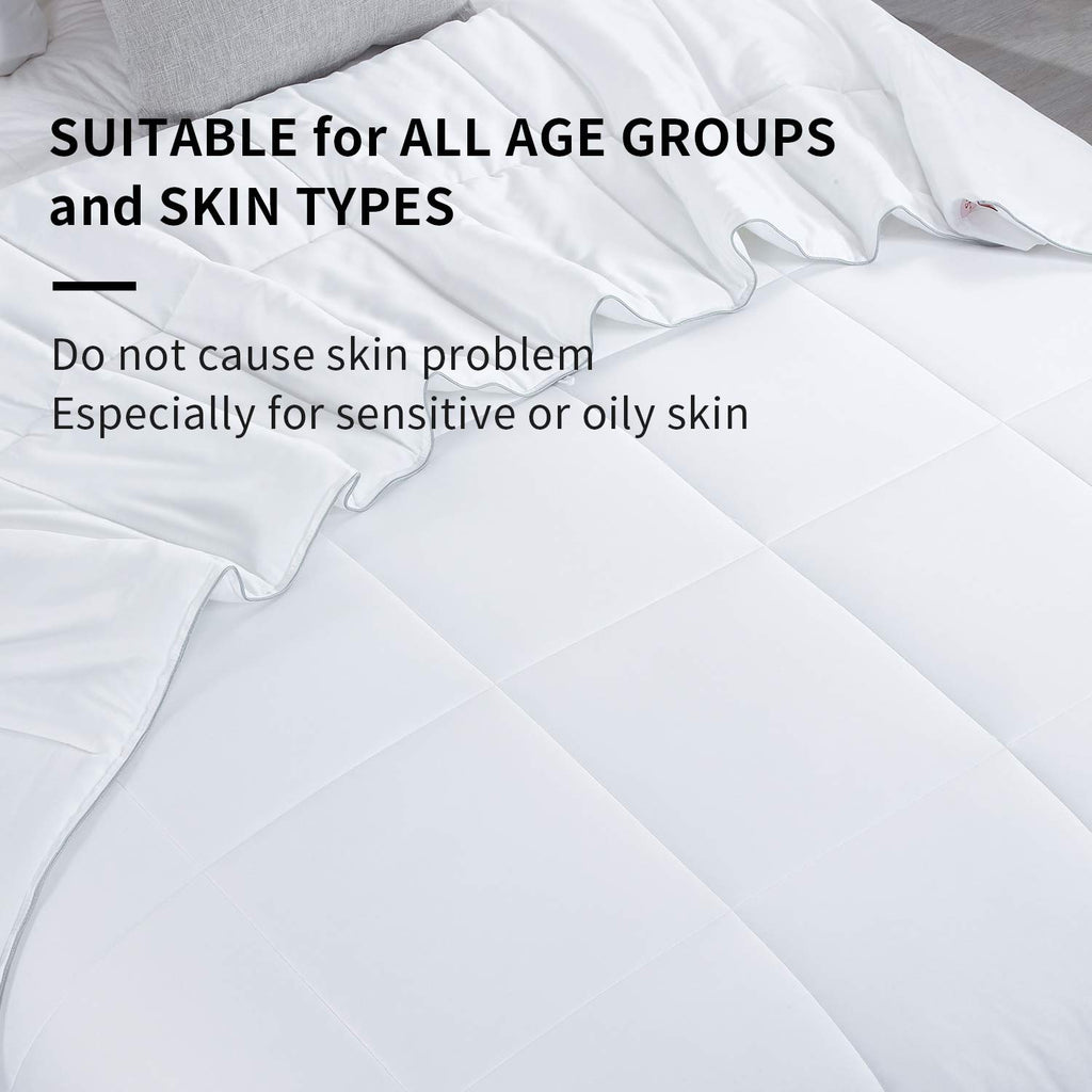 Lightweight Cooling Comforter Twin Size, 100% Viscose Derived from Bamboo Shell Down Alternative Duvet Insert, White