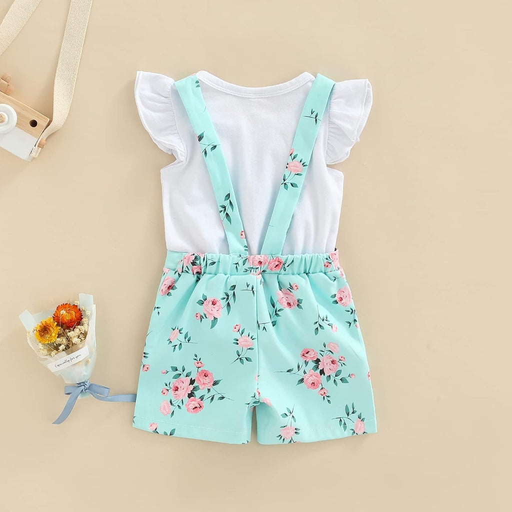 Kids Baby Girl Summer Clothes T-Shirt Tops Suspender Overalls Shorts Toddler Infant Outfit