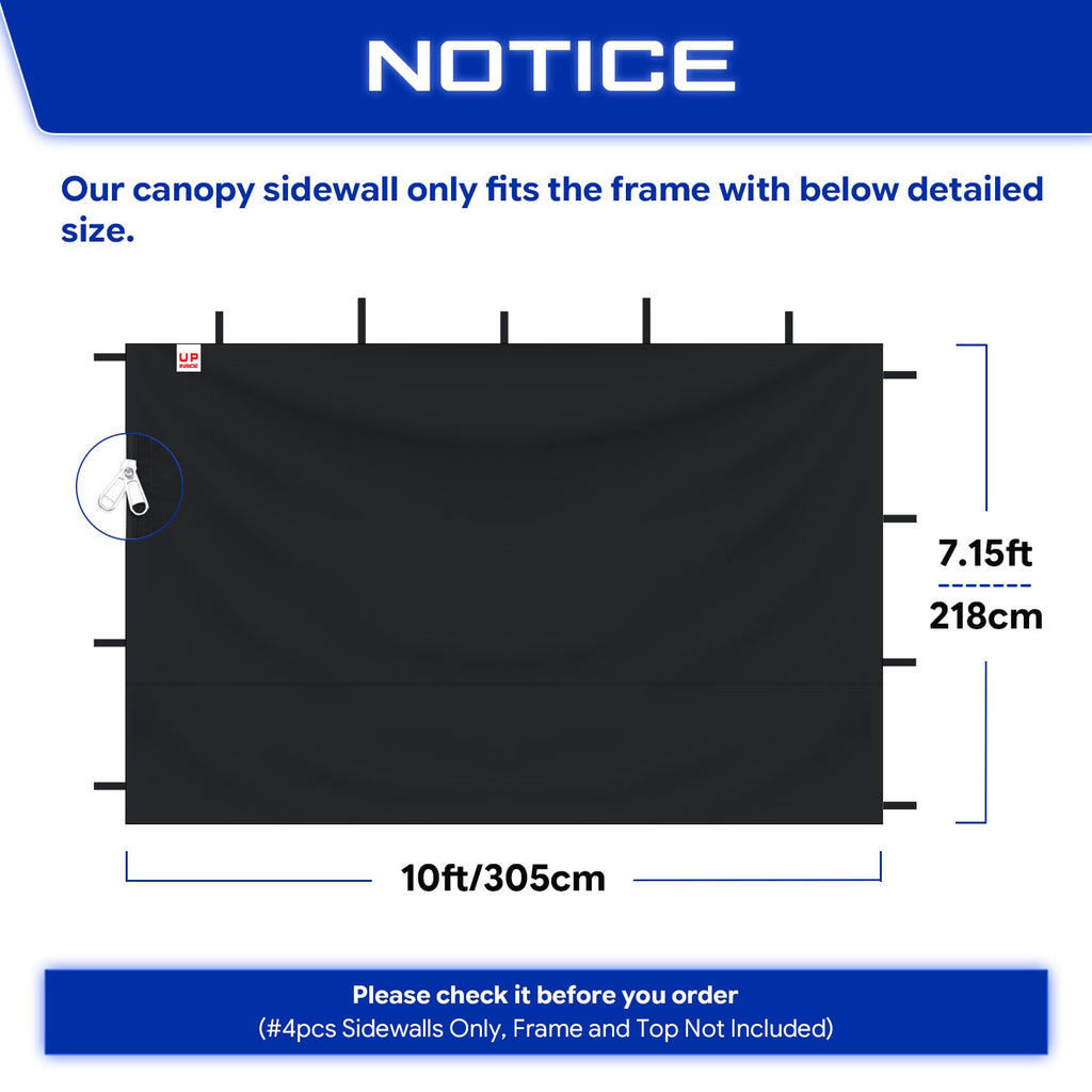 10x10 Canopy Sidewalls & Door for Canopy, Black(4PCS Sidewalls Only)