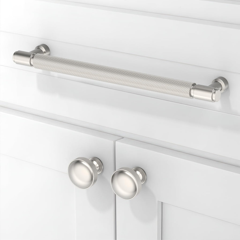 10 Pack Brushed Satin Nickel Knurled Cabinet Pulls 6 Inch(152mm) Kitchen Cabinet Handles Cabinet Hardware Drawer Pulls