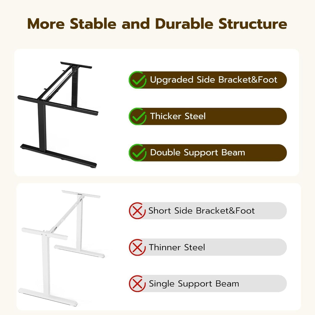 L Shaped Electric Standing Desk - 59x40 Inch Reversible Corner Sit Stand Desk with Hook&Cup Holder,Electric Height