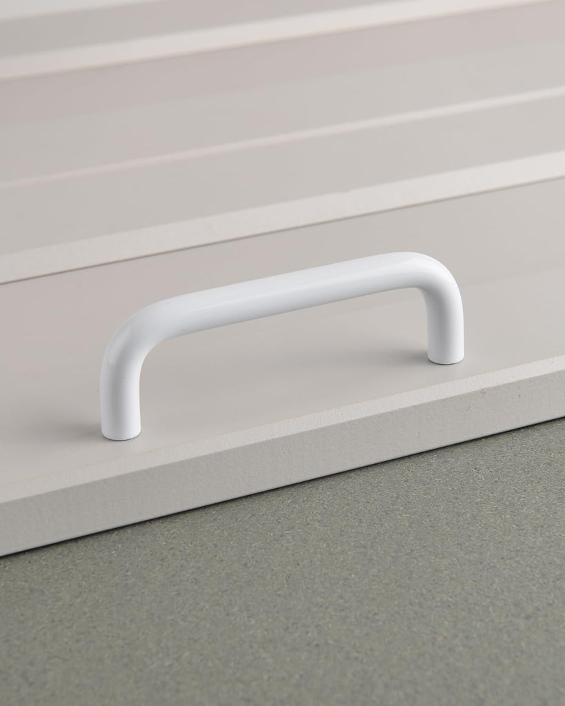 5 Pack Bright White Cabinet Pulls 3.8 Inch (96mm) Hole to Hole Drawer Handles Modern Closet Pulls for Cabinets and