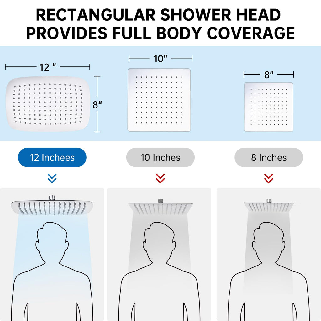 All Metal 12 Inch Shower Head with Handheld Spray Combo