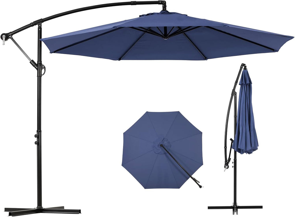 10FT Cantilever Patio Umbrella - Outdoor Offset Hanging Umbrella with Smooth Crank, Tilt Adjustment & UV Protection