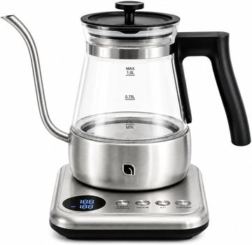 Glass Gooseneck Electric Kettle, 5 Temperature Control Presets & Keep Warm, Pour Over Kettle for Coffee & Tea, 1L