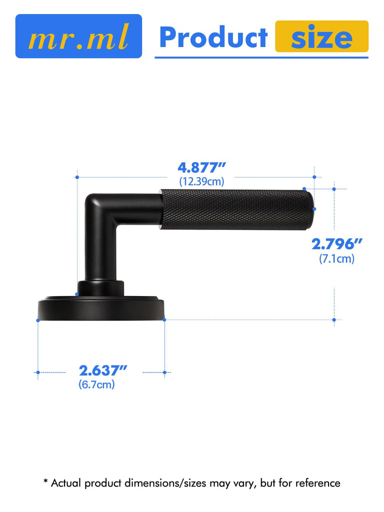 Knurled Door Lever Black Double Dummy Door Handle, 1 Pack