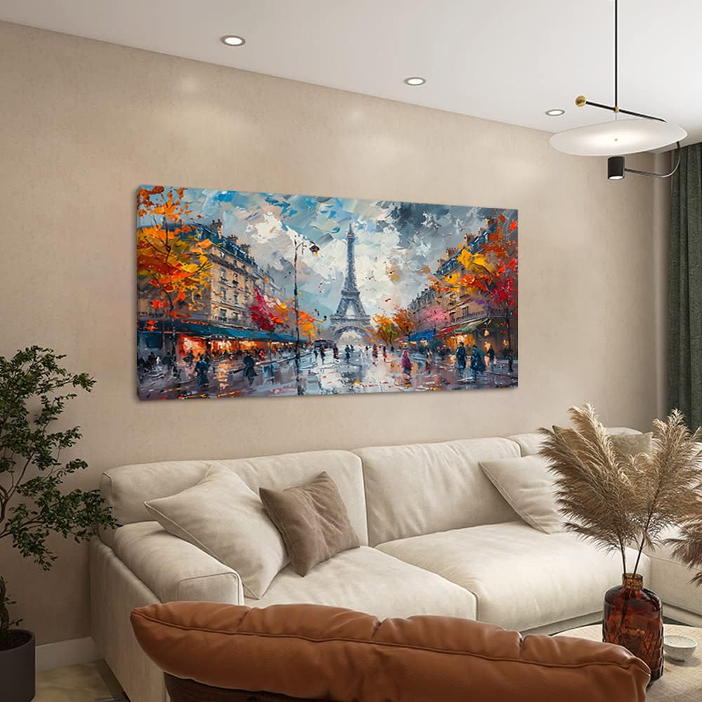 Eiffel Tower in Paris French Landscape Street View Wall Decor Artwork (30x60 Inches)