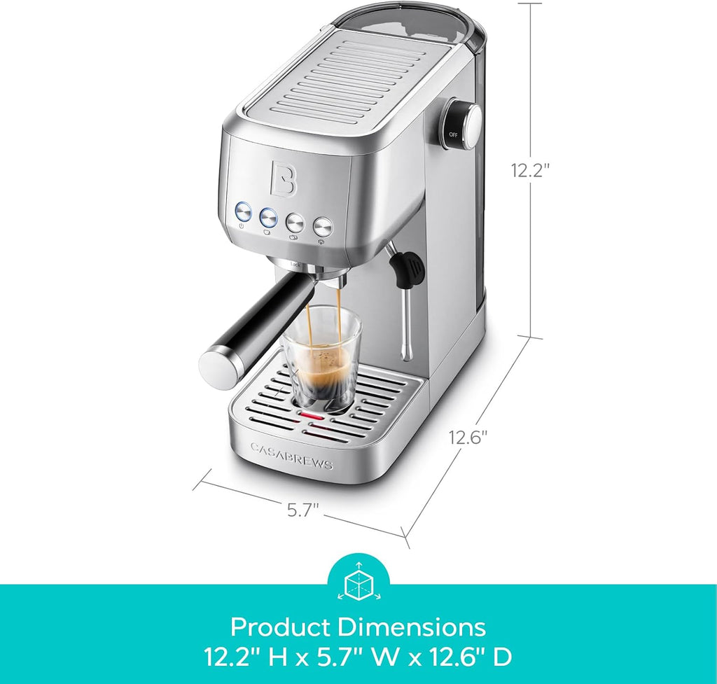 3700 Essential Stainless Steel Espresso Machine with Steam Wand | 20-Bar Italian Pump, Powerful Steam Wand, 43.9oz