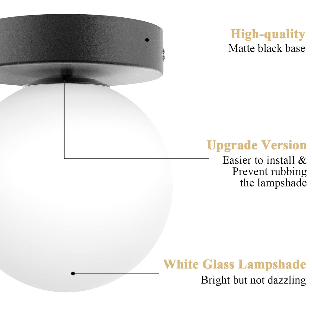 Wall Sconces Set of Two, Matte Black Globe Wall Light Fixture,2 Packs