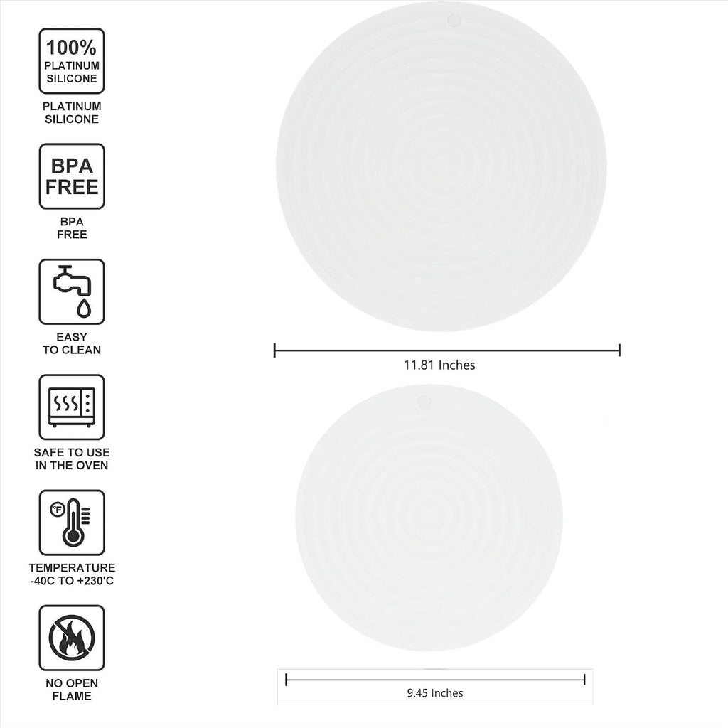 Silicone Trivets Mats for Pots and Pans, Heat Resistant Pot Holders, Flexible Hot Pads Table, Non Slip Mats, Dia11.81