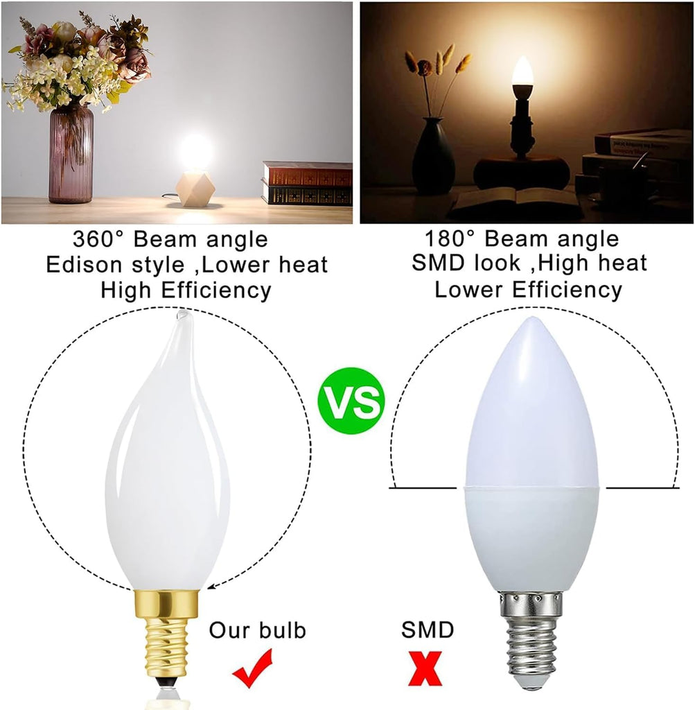 Frosted E12 Candelabra Led Bulbs 40 Watt Dimmable E12 Led Light Bulbs 4000k
