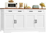 63" Buffet Cabinet with Storage, Large Sideboard Buffet Cabinet with 2 Adjustable Shelves and 4 Doors