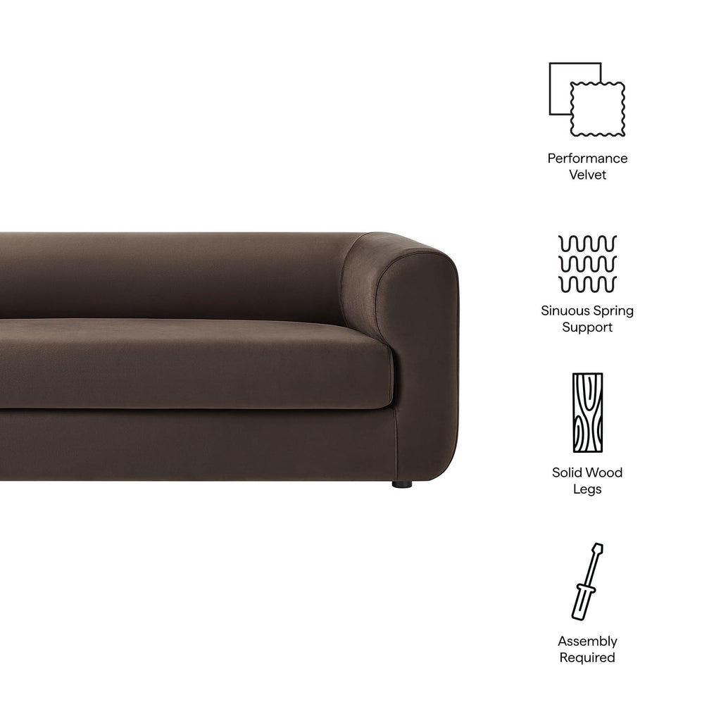 Leif Performance Velvet Upholstered Sofa - 89 Inch Modern Tuxedo Sofa - Comfy 3 Seater Velvet Couch