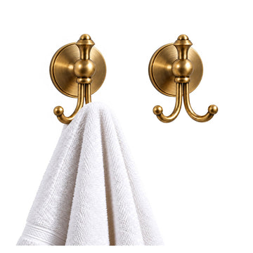 Antique Brass Gold Towel Hooks, 2 Pack Heavy Duty