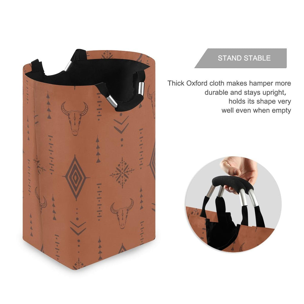 Western Bull Boho Large Laundry Hamper Basket, Collapsible Laundry Bag Storage Bins Baskets with Handles for Laundry