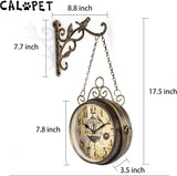 Retro Rust Wall Clock 20th Century 8" Non Ticking Large Iron Antique Hanging Clocks Double Sided Vintage Two Faces
