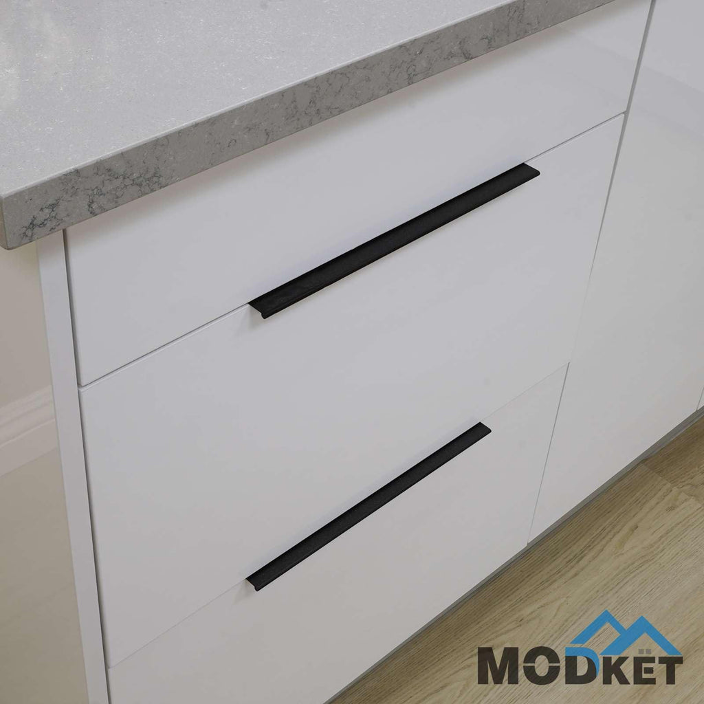 Matte Black 12" Finger Lip Edge Pull Euro Modern Kitchen Cabinet Drawer Hardware Dresser 1 Pack